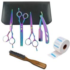 Kit 3 Tesouras Profissionais Barbeiro E Cabeleireiro Gola Higiênica E 