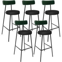 Kit 05 Banquetas Alta Bar Cozinha Sala De Jantar Milão L02 Facto Verde