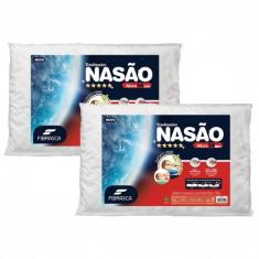 Kit 2 Travesseiro Fibrasca Nasão NASA Dupla Face 14cm Alto Massageador