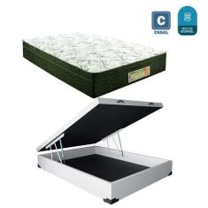 Cama Box casal com baú branca + Colchão Molas bonnel 1,38 x 1,88 x 24 cm