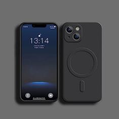 Capa de silicone líquido para iphone 15 14 13 12 11 pro max mini x xr xs plus telefone magnético capa de carregamento sem fio, preto, para iphone 11