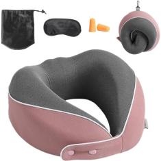 Travesseiro de pescoço de viagem, travesseiro de pescoço de espuma viscoelástica com bolsa à prova d'água, dobrável e confortável suporte de cabeça de 360 ​​graus, recuperação lenta, avião, travesseir