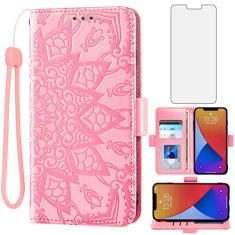 Asuwish Capa de celular para iPhone 12 Pro Max 6.7 com protetor de tela de vidro temperado e suporte de cartão com alça de pulso flip celular iPhone12promax 5G i 12s Plus iPhone12 12pro Promax