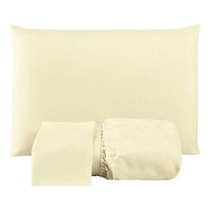 Jogo De Lençol Percal 180 Fios Casal Queen 3 Peças Palha - Confecções 