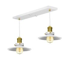 Lustre Pendente Nordic Duplo Base Retangular Branco/Dourado - MARRYLUZ