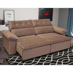 Sofá Retrátil e Reclinável 230 cm Supremo Veludo Capuccino Chamby Móve
