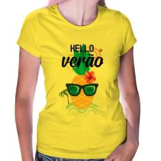 Baby Look Hello Verão - Foca na Moda, Amarelo, GGG