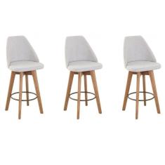 Kit 3 Banquetas Maya Gourmet Giratória-tamanho Médio 62 Cm Do Chão Até O Assento-tecido Linho