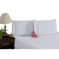 Jogo De Cama Casal King Ponto Palito Branco 400 Fios