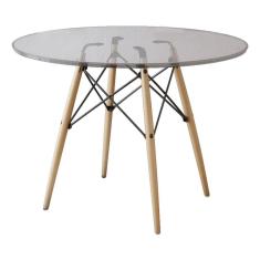 Mesa Eames Eiffel Redondo Tampo De Vidro 110Cm - Cor: versão na cor Branco