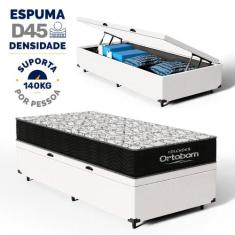 Cama Box Baú com Colchão de Espuma D45 Ortobom Airtech 150 88 cm, Bran