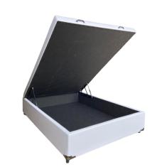 Cama Box Baú Casal Sintético Branco Com Pistão A Gás - Suíte Imperial