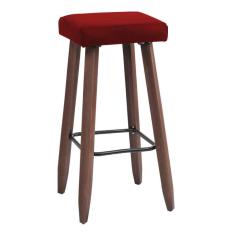 Banqueta Decorativa Alta Kiara Estofada Com Pés Em Madeira