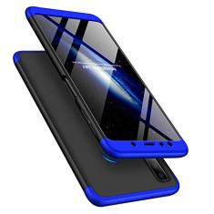 Capa Capinha Anti Impacto 360 Para Samsung Galaxy A7 2018 A750 - Case Acrílica Fosca Acabamento Macio Preto Com Azul