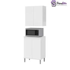 Conjunto Armário Aéreo e Balcão Microondas Para Cozinha 02 Portas EJ