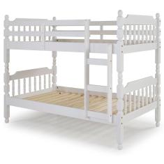 Beliche Torneado Em Madeira Maciça Mv Outlet Branco