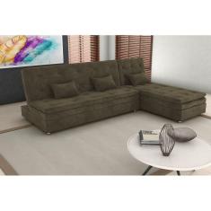 Sofá Cama Reclinavel com Chaise Penélope Suede Cappuccino B255 - Matrix