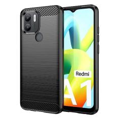 Capa de celular para Xiaomi Redmi A1+, fibra de carbono refinada, anti-queda, anti-impressões digitais, proteção total