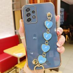 Para Samsung A13 Case Love Heart Bracelet Phone Case Para Samsung Galaxy A32 A23 A33 A53 A73 A52 A72 A71 A51 A31 A11 A50 A20 Capa, Cinza ciano, Para A13 4G
