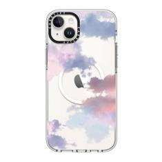 CASETiFY Capa transparente para iPhone 14 Plus [não amarela/2 m. Proteção contra quedas de grau militar/Magsafe] - Nuvens - Transparente