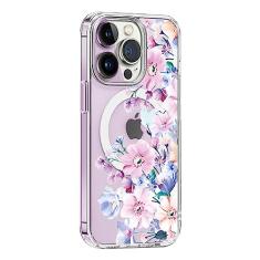 KELUOAS Capa para iPhone 11 Pro Magsafe, floral, fina, à prova de choque, protetora, rígida, PC+TPU bumper flor feminina capa magnética