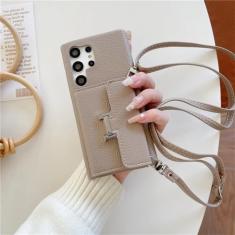 Capa de telefone crossbody para Samsung Galaxy S24 S23 S22 S21 Plus Note 20 Ultra A14 A24 A33 A34 A53 A54 Carteira com capa de suporte de cartão, cáqui, para Galaxy S22 Plus