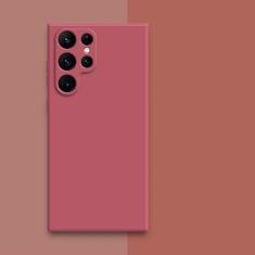 Capa quadrada de silicone líquido para Samsung Galaxy S23 Ultra S22 Plus S21 FE S20 Note 20 10 Tecido macio protetor de telefone Back Cove, vermelho camélia, para Samsung S23