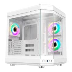 Gabinete Gamer Liketec Unreal Snow, Cube Desing, Mid Tower, Vidro Temp
