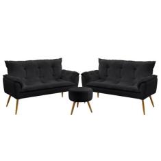 Kit 2 Namoradeiras Opala com Puff Solar Veludo Aradecor, Chumbo, ÚNICO