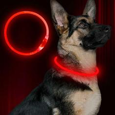 Coleira LED BSEEN para Cães, Recarregável, Segurança Noturna, Visível a 500m, Resistente à Água, Tamanho Único para Cães Pequenos, Médios e Grandes, Vermelha, Rosa, Verde ou Azul