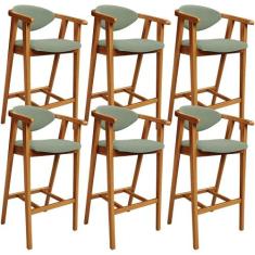 Kit 06 Banquetas Alta Para Cozinha Bancada Bar Sala de Jantar Fixa Cec