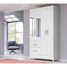 Guarda Roupa Roupeiro Solteiro Madri Branco Flex Com Espelho Moval