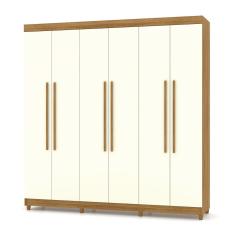 Guarda Roupa Casal 6 Portas 218 cm Elegância Nature/Champanhe -  Pallazio