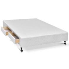 Cama Box Base c/Gavetas Viúva Poli Tecido White (128x27-c/4 Gavs) - Ca