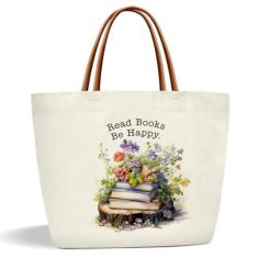 Sacolas florais para mulheres, presentes para amantes de livros para Bookish Booktrovert, bolsas femininas de lona, presentes estéticos para mulheres, amantes de livros, bibliotecária, professora,
