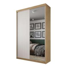 guarda-roupa solteiro com 1 espelho lugano 2 pt 2 gv carvalho
