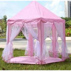 Barraca Infantil Dobrável Com Luzes Led Tenda Iluminada Cabana Rosa