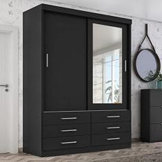 Guarda Roupa Solteiro Capri 2 Portas 6 Gav C/Espelho Onix