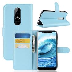 Capa para Nokia X5, carteira flip de couro PU premium com compartimento para cartão, suporte e fecho magnético [capa interior à prova de choque de TPU] Compatível com Nokia X5