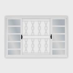 Janela de Aço de Correr 100x120cm 4 Folhas com Grade Minas Sul mgm