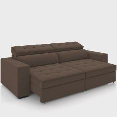 Sofá Retrátil Reclinável Para Sala de Estar Living 290cm Clara M03 Veludo Marrom - Lyam Decor