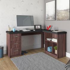 Escrivaninha Home Office 1 Prateleira Mobile Mali Preto/ipê