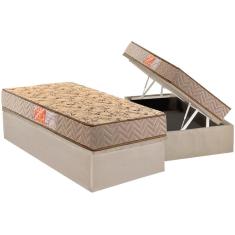 Conjunto Box Baú Solteiro Colchão Espuma Paropas D33 Pasquale Clean + Base Crc Suede Clean (88x188)