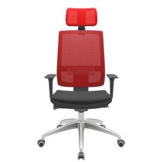 Cadeira Office Brizza Tela Vermelha Com Encosto Assento Aero Preto Aut