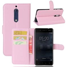 NOKIA 5 Capa tipo carteira, carteira flip de couro PU premium com compartimento para cartão, suporte e fecho magnético [capa interna à prova de choque de TPU] Compatível com NOKIA 5