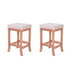 Kit 2 Banquetas Baixa em Madeira Maciça Toquio - CCS Interiores