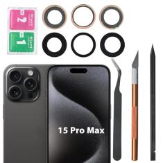 Substituição de vidro da lente traseira da câmera traseira 15 Pro Max para iPhone 15 Pro Max substituição de vidro da câmera com adesivo pré-instalado e kits de ferramentas de reparo