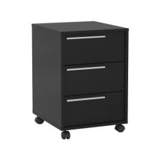 Gaveteiro Maia 3 gavetas 4 rodízios Politorno, Preto