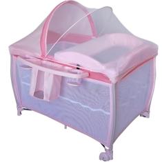 Berço Cercado Portatil Burigotto Aconchego New Pink Rosa