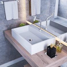 Kit Cuba Rt55 Com Torneira Pratika 1060 Metal e Válvula 1 Polegada e Sifão Cromado e Flexível Compace Branca